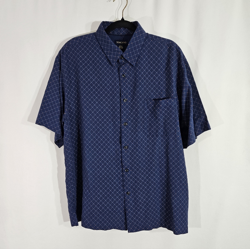 Toscano silk blend button up shirt men's size XLarge